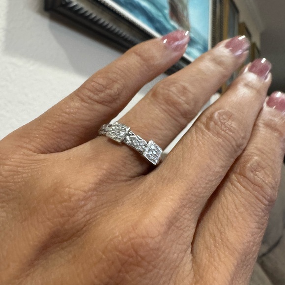 Roberto Coin Primavera 18K White Gold Diamond Weave Ring – Size 6 - Picture 3 of 17